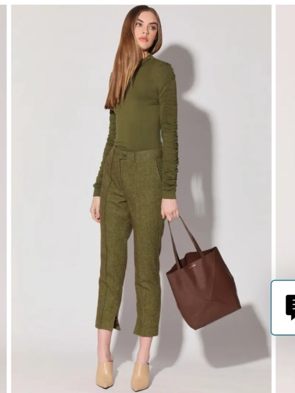 Walter Baker Olive Cropped Tweed Trouser Pants Size 8 NWT Chic Preppy Classic